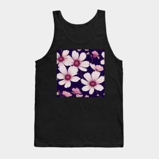 Pink Cosmos on Dark Background Tank Top